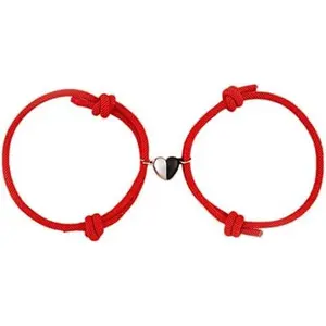 Matching Couple Bracelet Set: Unisex Heart Design , Braided Rope & Adjustable Cord| Romantic Supportive Gift for Boyfriend/Girlfriend , Casual Style Friendship Jewelry#CoupleGoals#Matching Love#Relationship Gifts