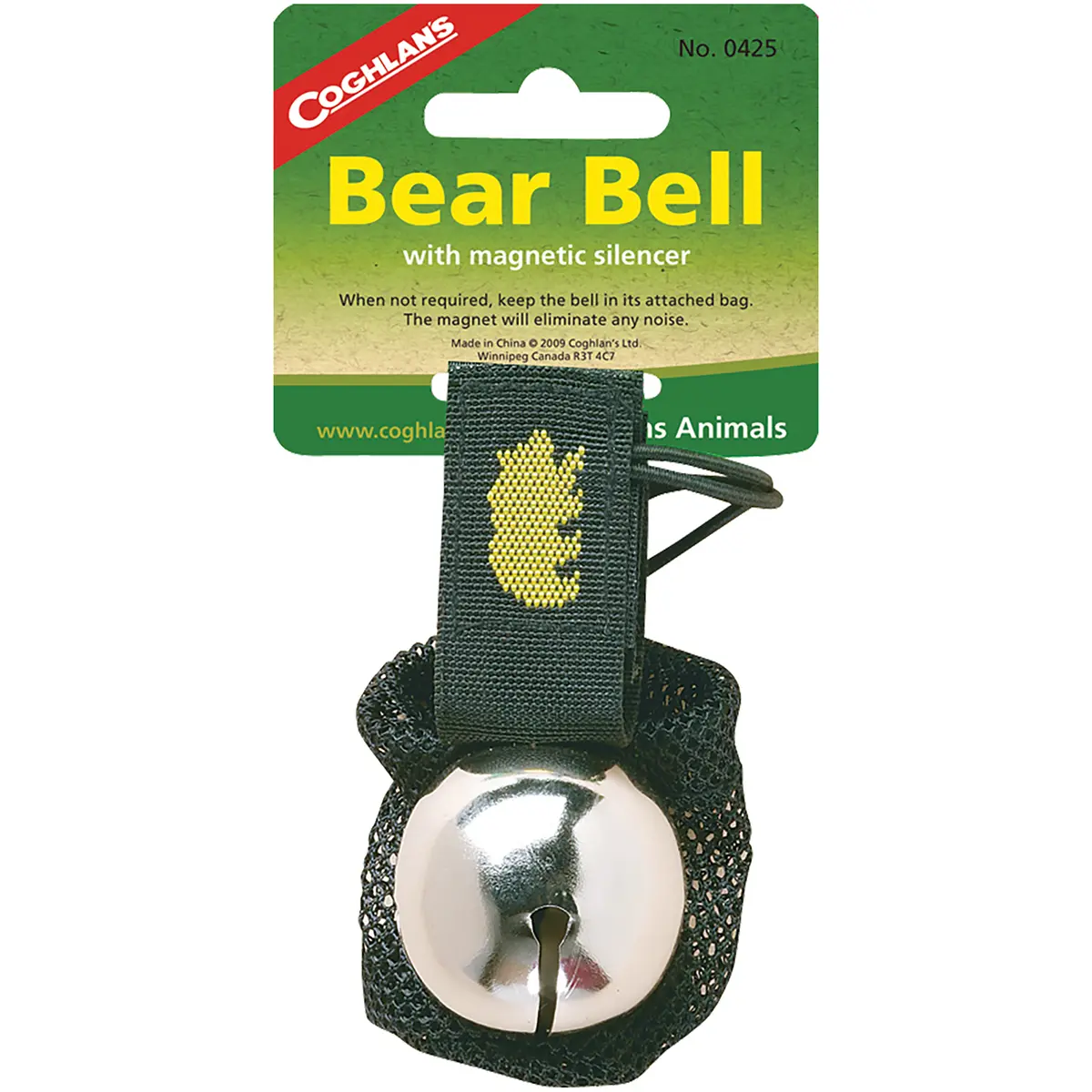 Coghlan's Bear Bell w/ Magnetic Silencer & Carry Strap for Hiking Safety, Silver