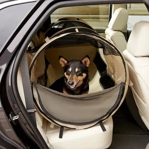 Adjustable Pet Tube Car Crate - Collapsible Kennel with Mesh Windows for Safe & Comfortable Travel