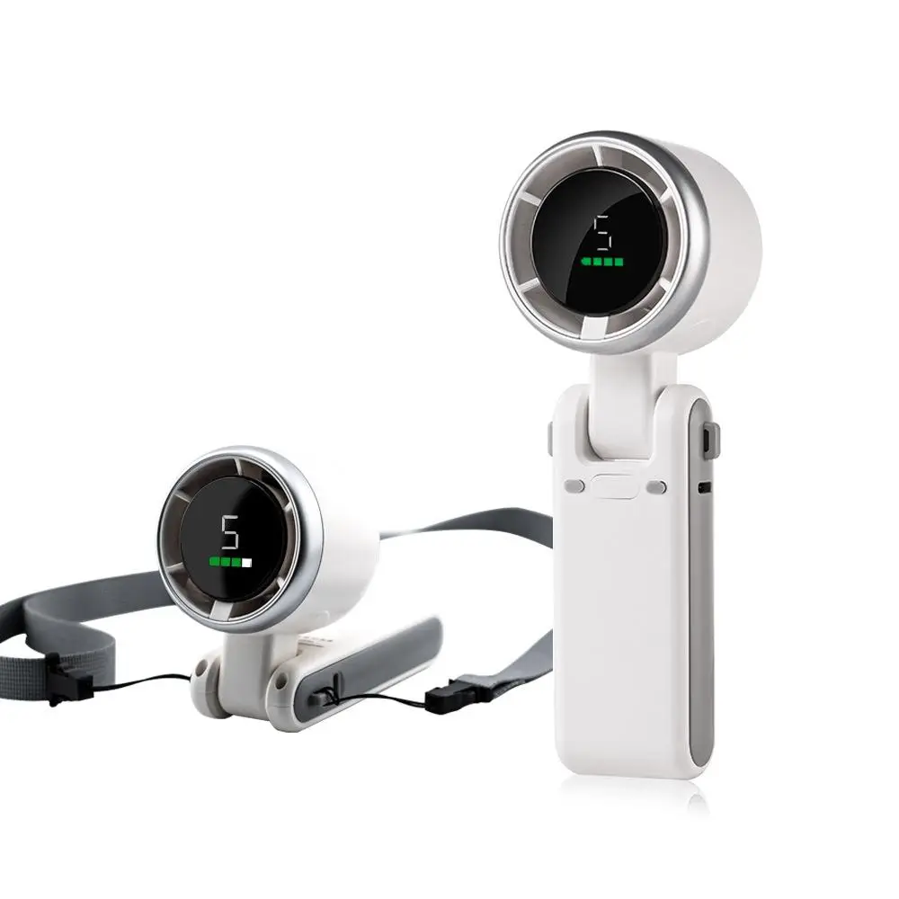 Foldable Handheld Turbo Fan, 5 Speeds, <36dB, 4000mAh Battery Operated, Up to 10 Working Hours, 3 IN 1 Hand Fans Rechargeable with Air Turbo Tech Cool