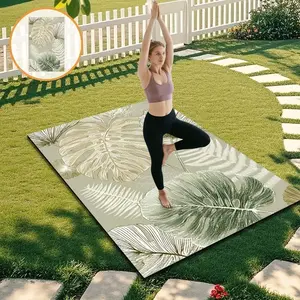 Luxury Tropical Plant Yoga Mat, Non-Slip Natural Rubber Fitness Pad, Wide Thick Professional Sports Mat for Home Gym