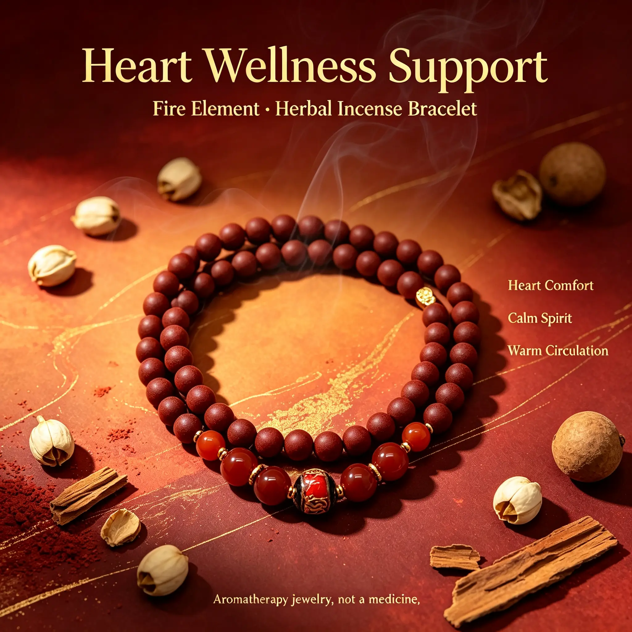 Handmade Crafted 5-Elements Herbal Incense Bracelets - TCM-Inspired Wearable Aromatherapy Herbal Set, 5 Styles for Spleen, Heart, Liver, Kidney, Lung Wellness Support, Cultural Collectible Incense Accessory