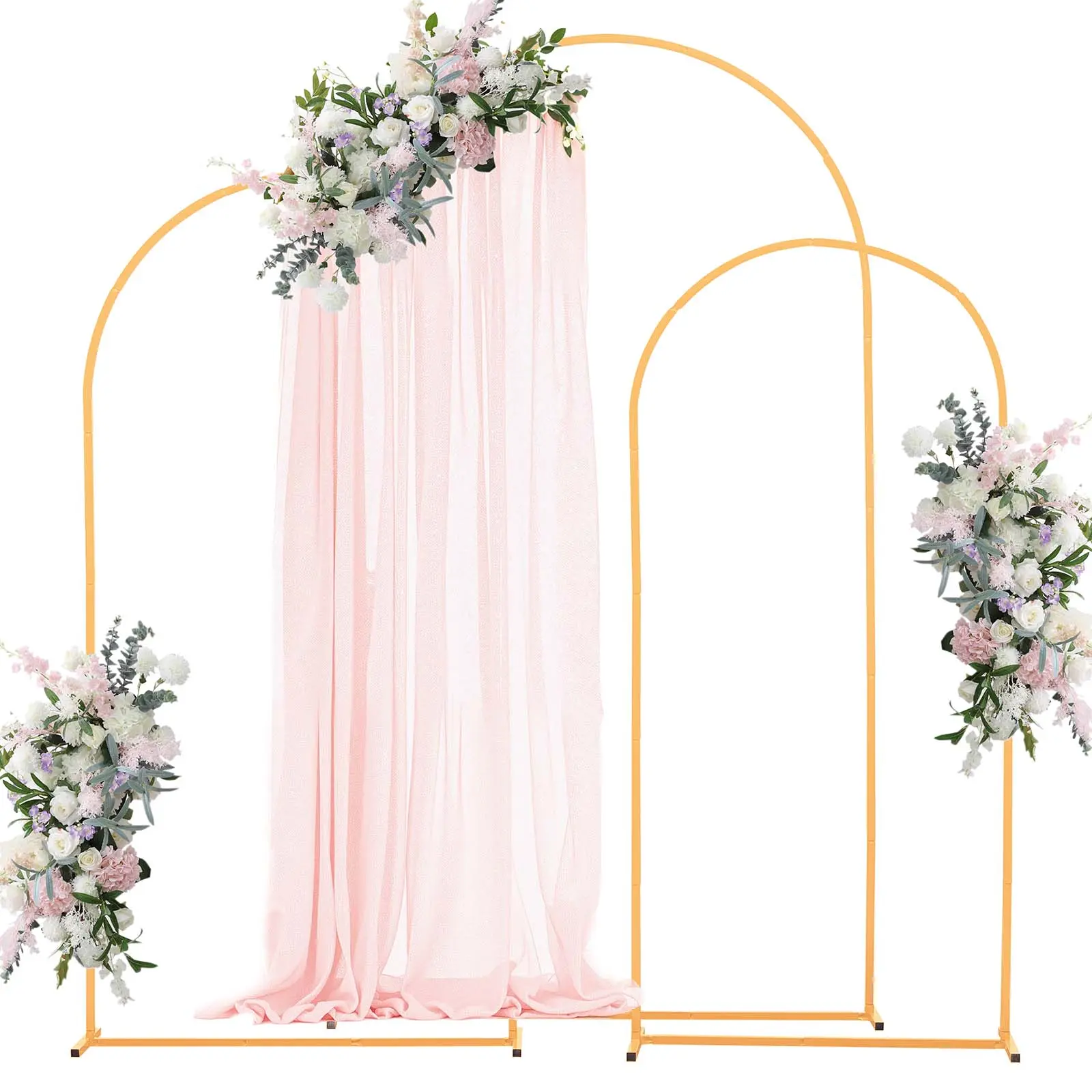 【summerfinds】VEVOR Gold Metal Arch Backdrop Stand Set of 3 (7.2/6.6/6 ft) with Wing, Screw, Stable Structure, Easy Assembly, Photoshootbackdrop for Wedding, Party Decorations, Banners, Balloon Decor