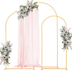 VEVOR Arch Backdrop Stand, Set of 3, 7.2/6.6/6 ft, Stable Structure, Easy Assembly, Gold Metal Arch Backdrop Stand for Wedding, Birthday Party, Graduation, Holiday Celebration, and Ceremony Decoration