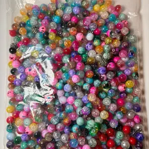 Colorful Glitter Beads Assorted Sizes for Crafting and Jewelry Making 50 Pieces Vibrant Assortment