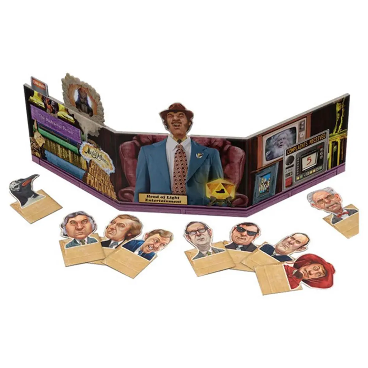 212 MAIN Monty Python's Cocurricular Mediaeval Reenactment Programme Tabletop Sign - Adult Home Decor Plaque, Magnetic Popup Head of Light Entertainment Screen, Interchangeable Heads, Treble Ply, 2.248 lbs (for Monty Python Fans)