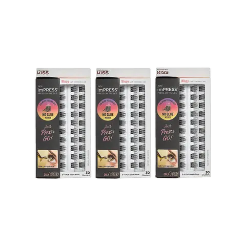 imPRESS Press-On Falsies 3-Pack Wispy Clusters Bundle