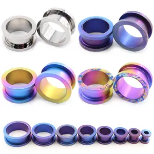 Alisouy 1PC G23 Titanium Gradient Color Splashing Ink Ear Tunnels Plugs Expander Stretcher Gauges Earrings Piercing Body Jewelry