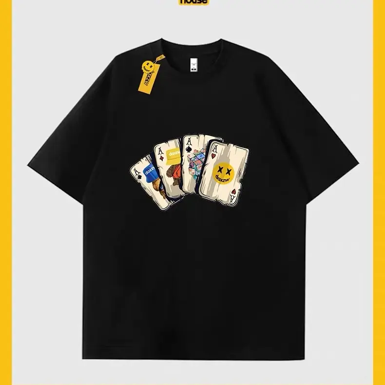Black poker card printed women's t-shirt