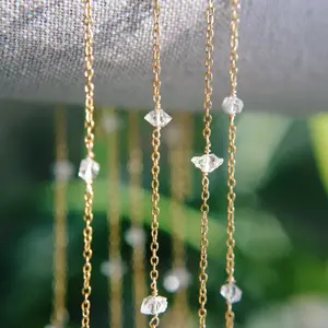 Herkimer Diamond Gold Chain Choker Necklace