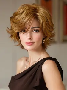 Topshe 6.5x5.5 Frontal Hand-Tied Mono Copper Wig, Fluffy Top, Natural Hair, Fashionable Style, Lightweight Comfort, All Seasons, Natural Looking Wig