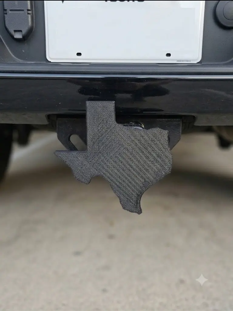 Trailer Hitch Cover 2 Inch - Black Texas State Silhouette Tow Plug Cover For Truck SUV - Lone Star Pride Automotive Decor Accessory Gift Set