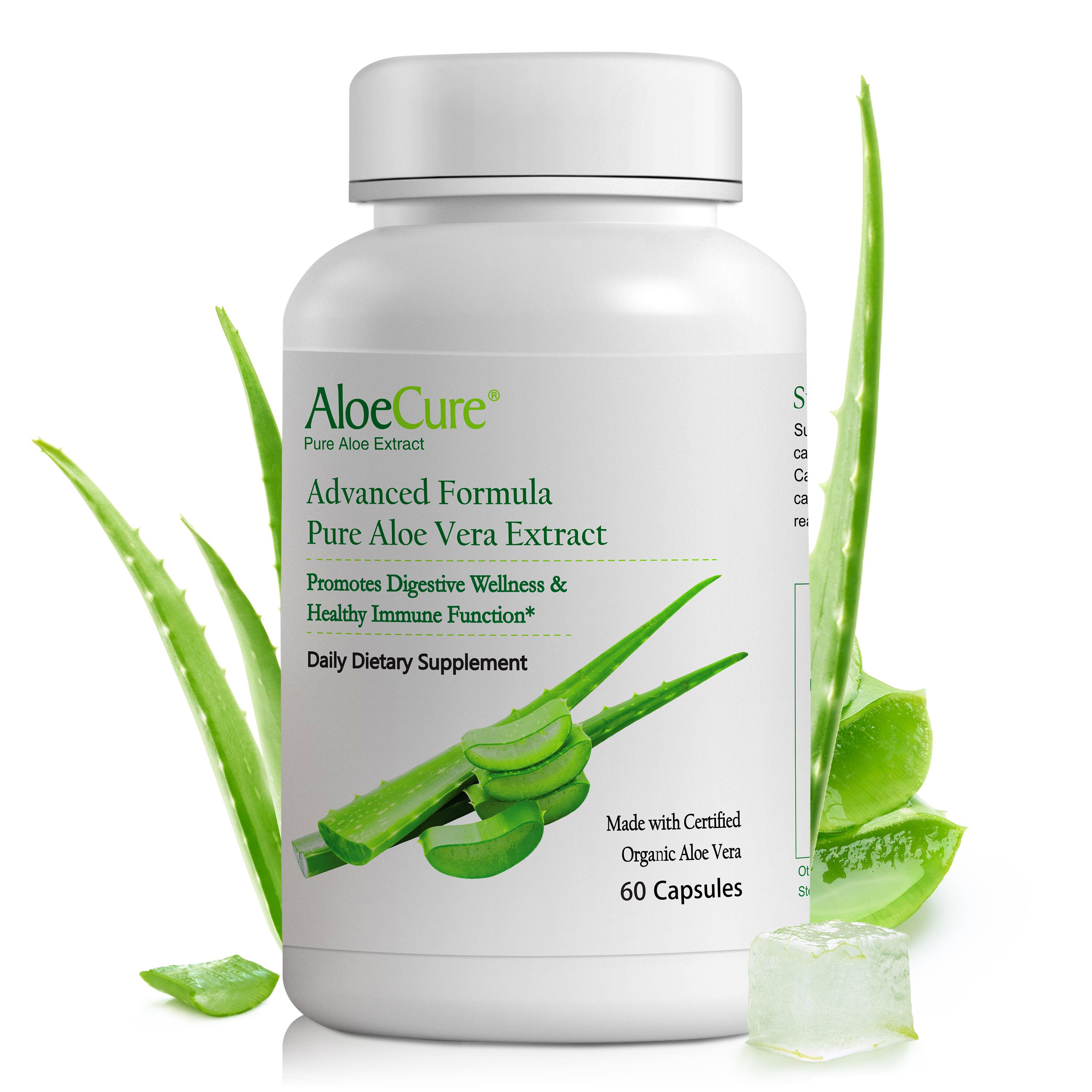 AloeCure Aloe Vera Capsules, 60 Capsules - 160,000mg Organic Aloe Vera Equivelant per Capsule, Support Gut Health & Dige