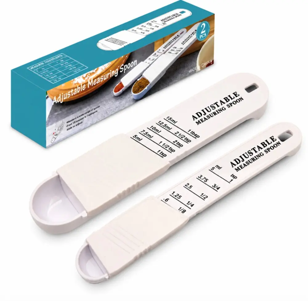 TIKA 2-Pack Adjustable Measuring Spoon Set for Teaspoon and Tablespoon Baking and Cooking