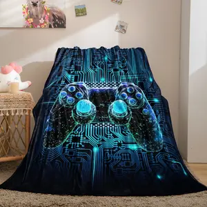 Circuit Gamepad Flannel Blanket, Vibrant Gaming Style Decorative Blanket, Exclusive Warm Blanket for Gamers, Perfect Gift Blanket for Living Room Bedroom Office and Game Collectors