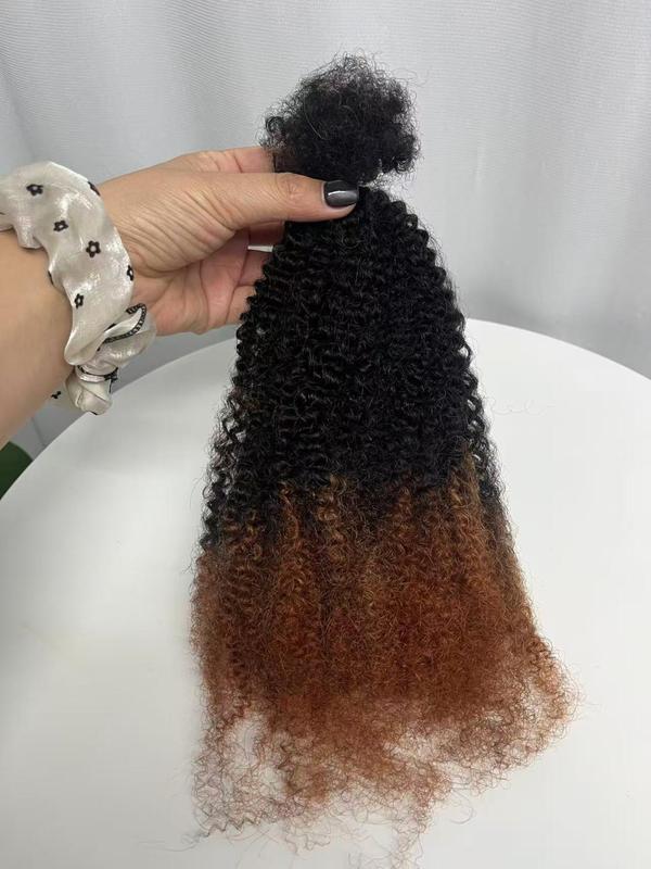 30g a pack Kinky Afro Bulk Hair Soft Real Human Hair Braiding Material, 16 Inch Dirty Bun Making Supplies, Soft African Curly Texture