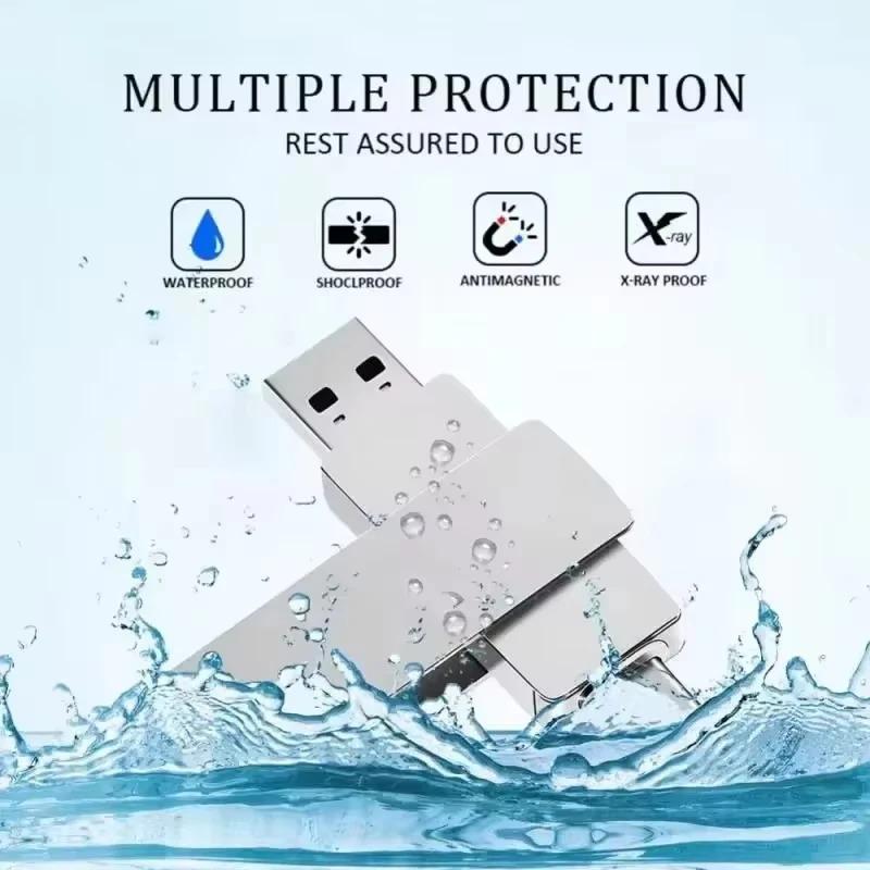 USB3.0 USB Flash Drive  1TB 2TB 16TB OTG Pen Drive High Speed Type-C Flash Disk Real Capacity Metal Pendrive For Phone Computer