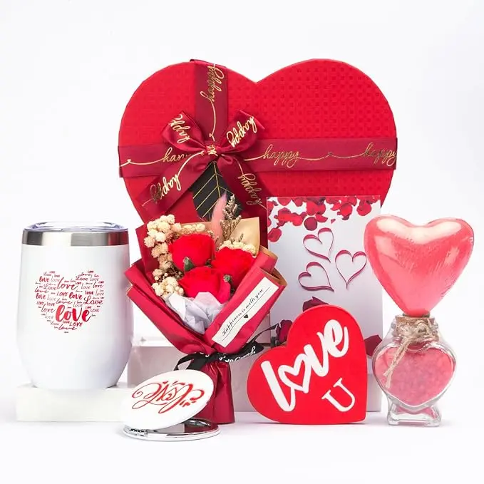 Birthday Gifts for Wife Girlfriend Lover,Unique Ideas Rose Love Gift Basket Box Thinking of You I Love You Romantic Gifts