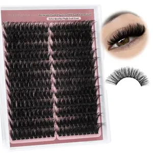 Fluffier Lash Clusters Premade Cluster Eyelash Extensions Wispy  Eye Lash Clusters 200D Volume 9-18mm Individual Lashes Left Right Cluster Lashes 240pcs DIY Eyelash Extension by Self