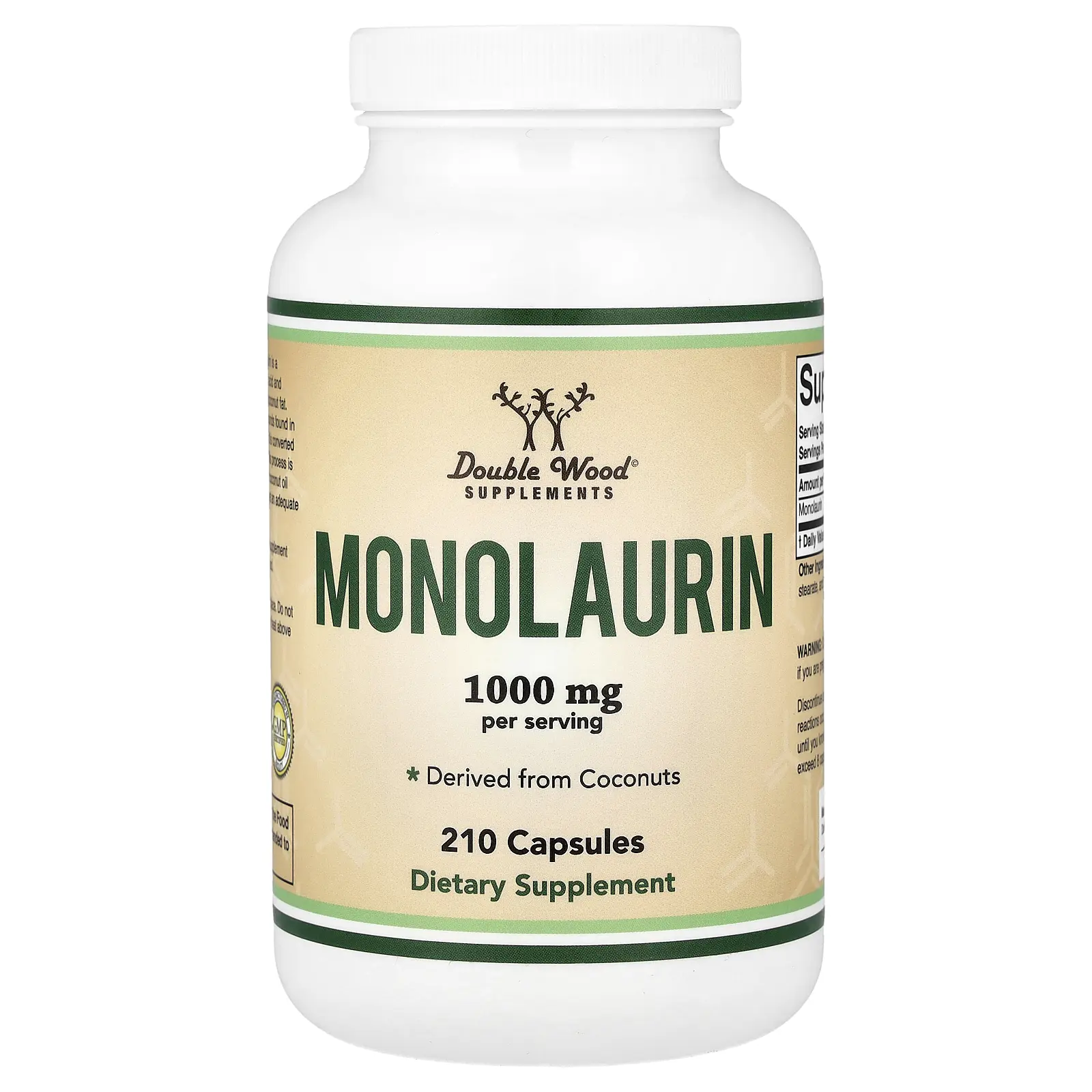 Double Wood Supplements Monolaurin, 210 Capsules (500 mg per Capsule)