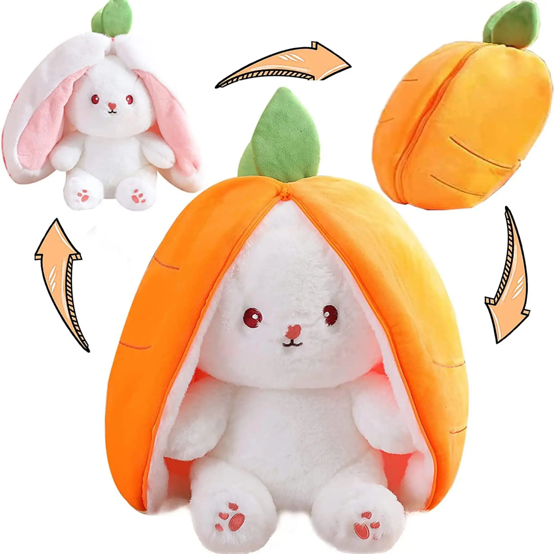 Carrot Rabbit Design Plush Toy, Summer Cute Stuffed Toy, Creative Carrot Transformed to Bunny Plush Toy, Perfect Choice for Birthday & Holiday Gifts