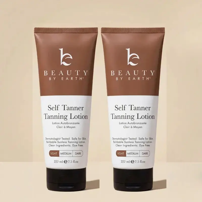 【Buy one get one free】Beauty by Earth Self Tanner Body Lotion - Best Gradual Natural Bronzed Sunless Hydrating Streak Free Tanning Glow Made in USA, Vegan Cruelty Free Pregnancy Safe