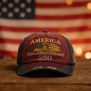 America 250th Anniversary Embroidered Washed Distressed Baseball Cap - Liberty Bell & Flag Design, 1776-2026 USA Commemorative Hat for Men and Women
