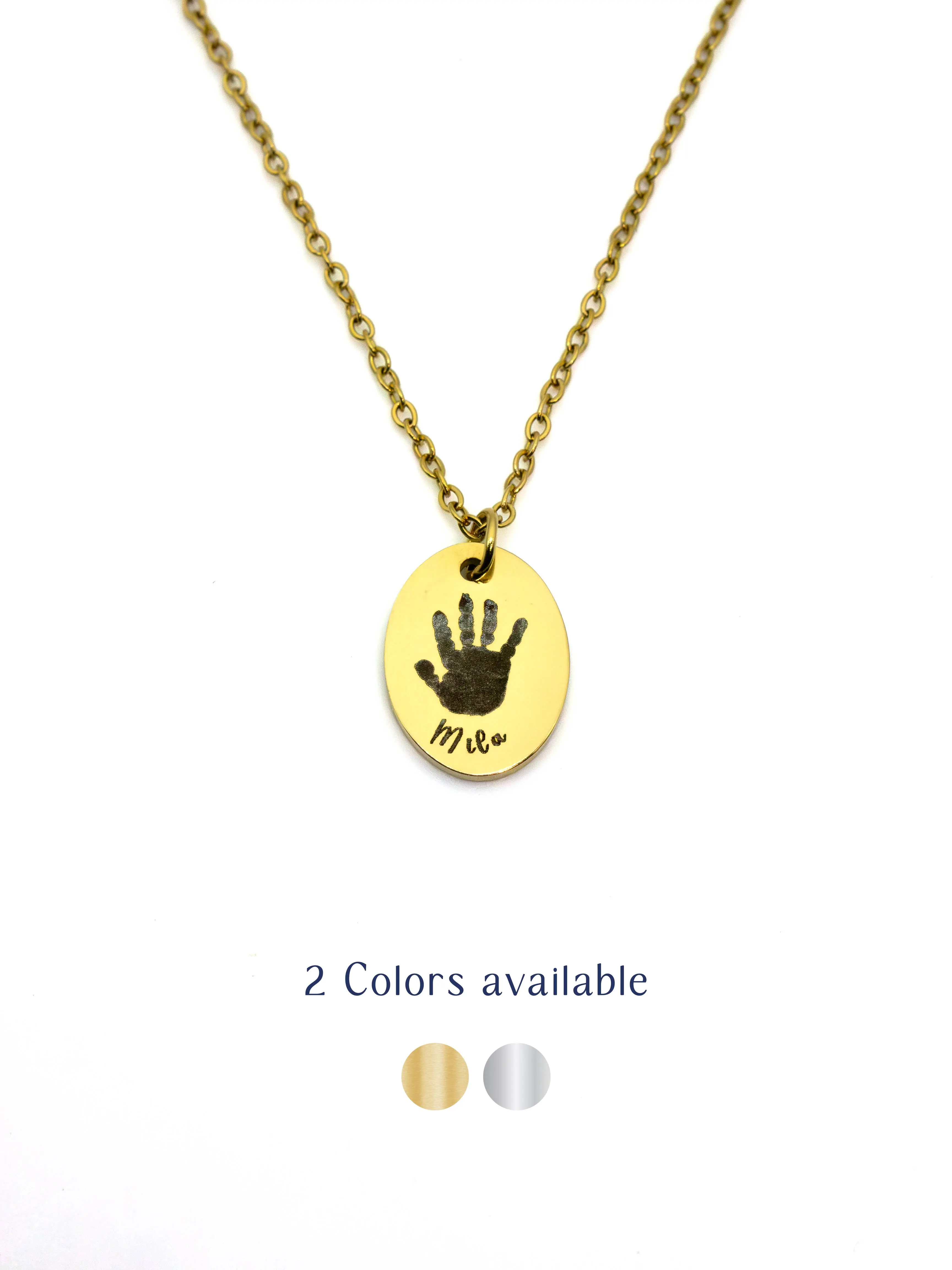 ENGRAVIA Custom Baby Fingerprint Oval Necklace