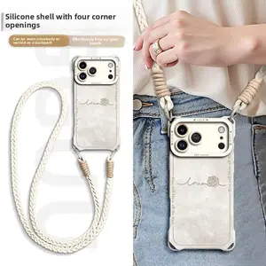 Crossbody Phone Case with Lanyard for iPhone | Back Carry Option for On-the-Go | Aesthetic Matte Finish + Four-Corner Shockproof Protection | Ideal for Daily Outfits & Commutes