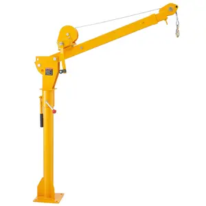 VEVOR Pickup Truck Crane, Folding Truck-Mounted Bed Crane with 1100 lbs Manual Winch, Steel Pickup Truck Jib Crane Hoist 360 Degrees Swivel for Lifting Goods in Construction, Forestry, and Factory