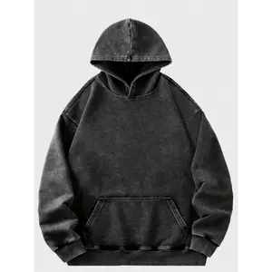 [Vintage | Soft] Retro Vintage Washed Hooded Sweatshirt | Men's Unisex Casual Pullover with Adjustable Drawstring Hood Sleeve Polyester