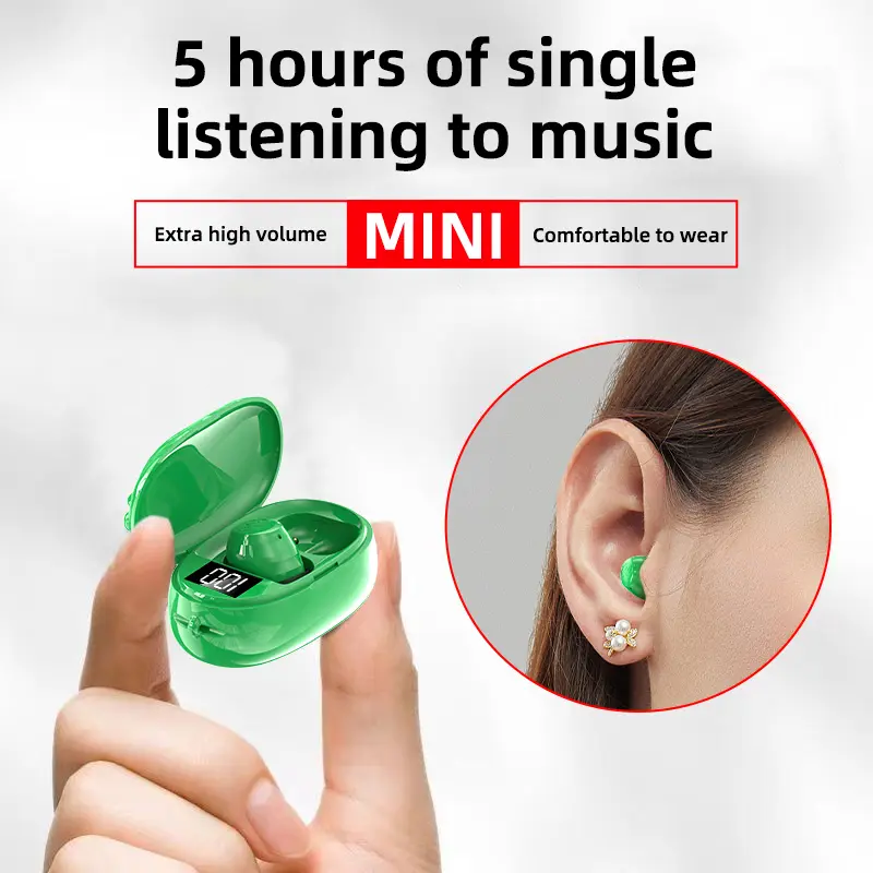 H.L.WALK-D Earbuds for Small Ears, Mini Invisible Wireless Earbuds, Tiny Hidden Earbuds for Small Ear Canals, Lightweight Low Profile Earphones for Side Sleepers, Work, Travel & Everyday Wear, Sound Isolation Fit