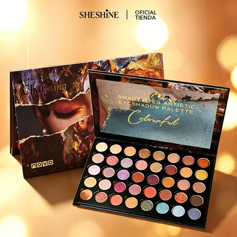 SHESHINE NOVO 40-Tone Alcohol-Free Eyeshadow Palette - High Pigment Density, Long-Lasting Matte Brightening Powder, Multicolor Makeup Palette, Assorted Shades Eyeshadow for Latinas - Ideal for Daily Elegance, Smokey Looks
