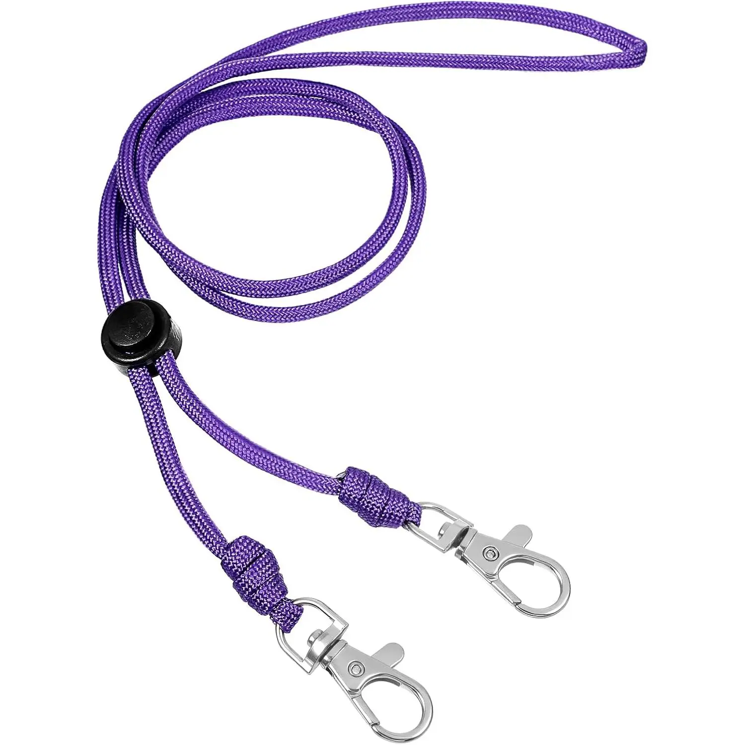 Lanyard with Clip, Double Clip Purple Lanyard Hooks, Adjustable Neck Lanyards, Lanyards for for ID Badges, Key Holders, Double Clips Straps