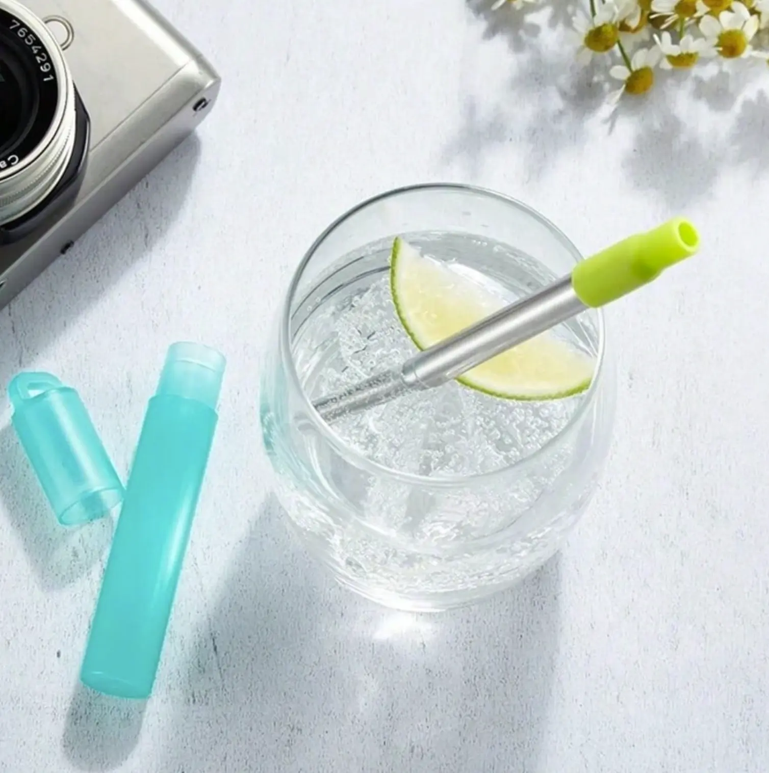 New Stainless Steel Telescopic Straw Creative 304 Stainless Steel Milk Tea Metal Folding Straw Set With Case Cleaning Brush