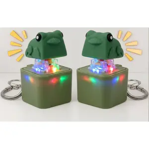 2PCS Frog Keychain Frog Croaking Fidget Toy, Frog Croaking Keychain with Sound LED Lights, Rechargeable Keyboard Clicker for Stress Relief Anxiety, Fun Gifts Portable Noise Keychain Toy for Adults