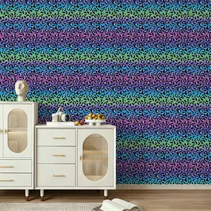 Seamless Wall Stickers, Gradient Color Background + Leopard Pattern, Self-Adhesive, UV Resistant, Ideal for Walls, Tiles, Furniture, Dorms