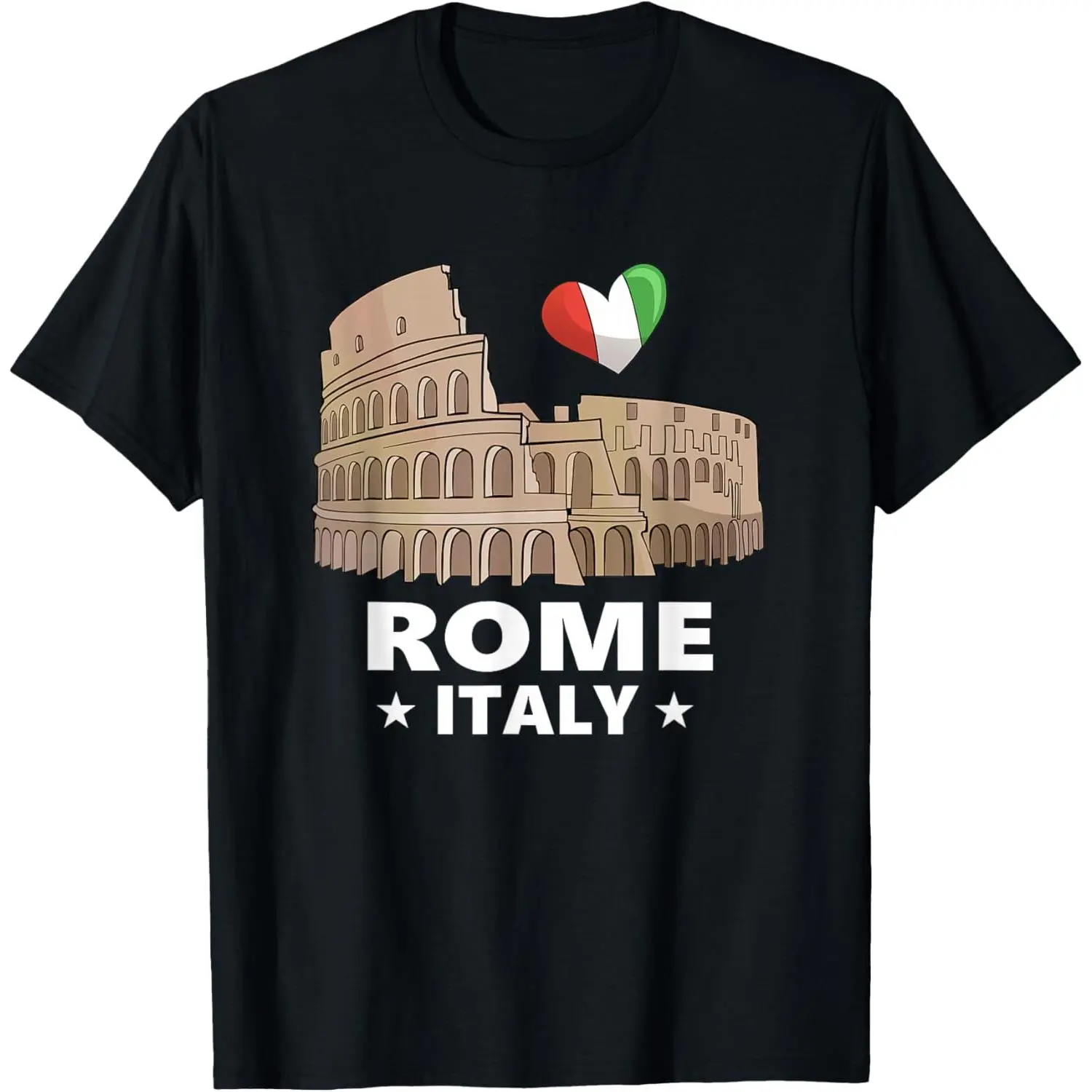 Adult's Casual 'I Love Rome' T-Shirt, 100% Cotton Knit Fabric with Graphic Drawing, Short-Sleeve Crew Neck Italy Souvenir, Tops, Fit, Machine Wash, All-Season, Shortsleeve, Round Neck, Tshirt, Rome Drawing, Regular Cut, Rome Theme, Short-Sleeve Tee