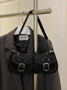 Women's Leopard Print Shoulder Bag, Vintage Dual Pocket Handbag with Zipper Closure, Fashionable and Versatile, Fashionable Patterned Bag, Perfect for Daily Use