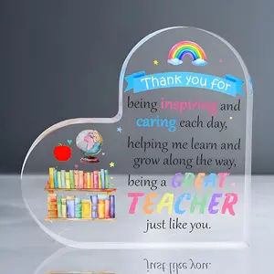 Acrylic Heart Shaped Decoration Piece, Teacher Appreciation Gift for Year End, Retirement Desk Ornament, Thoughtful Keepsake