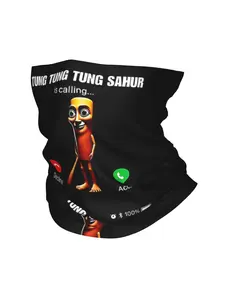 1 Piece Tung Tung Tung Sahur Italian Brainrot Bicycle Bandana Neck Gaiter Printed Face Mask Running Multi-use Cycling Riding Unisex Adult Winter Christmas Halloween Tactical Desert Scarf