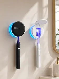 UVC Sterilisation Toothbrush Holder - Automatic Sterilisation, Hot & Air Drying, Compact Light Design, Germ-Free Bathroom Storage, Wall-Mounted Mount for Electric Toothbrushes, Mount Toothbrush Holders