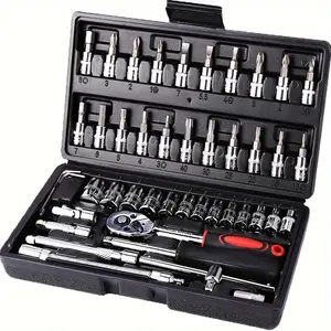 Car Repair Tool Ratchet Torque Wrench Spanner Screwdriver Socket Set Combo Tools Kit Bicycle Auto Repairing Tool Mechanic Tool Set 46pcs Hardware Tool Kit