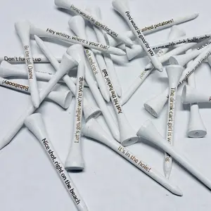Custom Engraved Personalized White Wood Golf Tees - 10 count