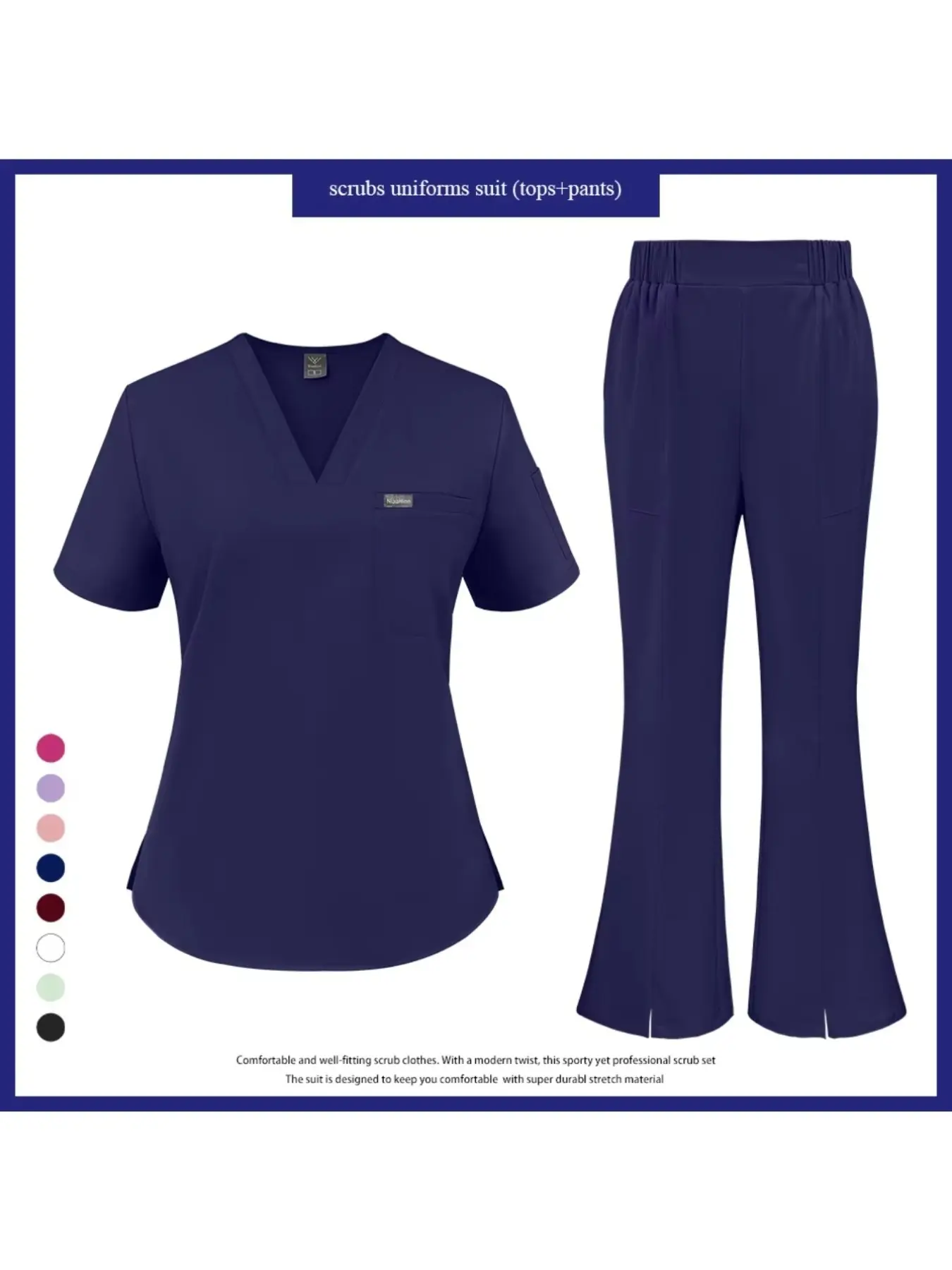 Lightweight Elastic Nurse Scrubs All-Day Comfort Uniform for Pet Clinics & Healthcare Practices