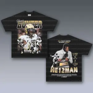 [SALE Up To 50% Off] Travis Hunter Graphic Tee, Y2K Crew Neck Streetwear T-Shirt, Unisex Crew Neck Tee, Vintage Football Graphic, Sports Player Bootleg Premium Style, Casual Cotton Fit 2 Sided