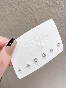 Elegant Sparkling Stud Earrings Set, Small Versatile Simple Ear Bone Pins, Ear Studs, Unisex Gift for Girlfriend, Valentine's Day Present, Minimalist Earrings