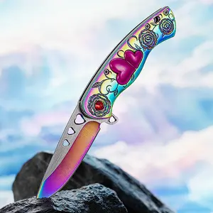7-inch Cupid Heart Women's Valentine's Day Pocket Knife with LOVE Pocket Clip