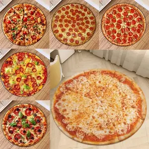 Pizza Cheese Round Area Rug Fast Food Circle Rugs Carpet Circular Carpet for Kitchen Living Room Bedroom Bathroom Decoration