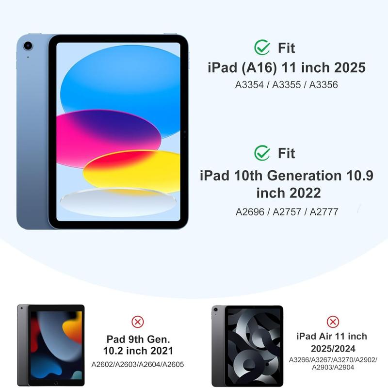 iPad (A16) Case/iPad 10th Generation Case [11-Inch 2025/10.9 Inch 2022] with Pencil Holder, Smart Cover with Soft TPU Back [Support Auto Wake/Sleep] (Watermelon Red) Tablet Cover